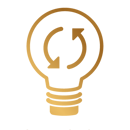 Golden icon light bulb recycling